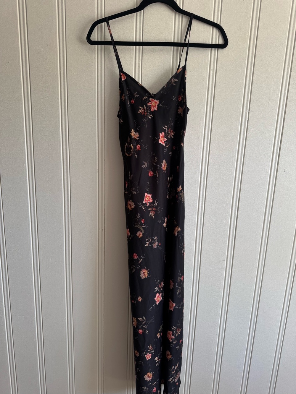 All Saints Black Floral Slip Dress